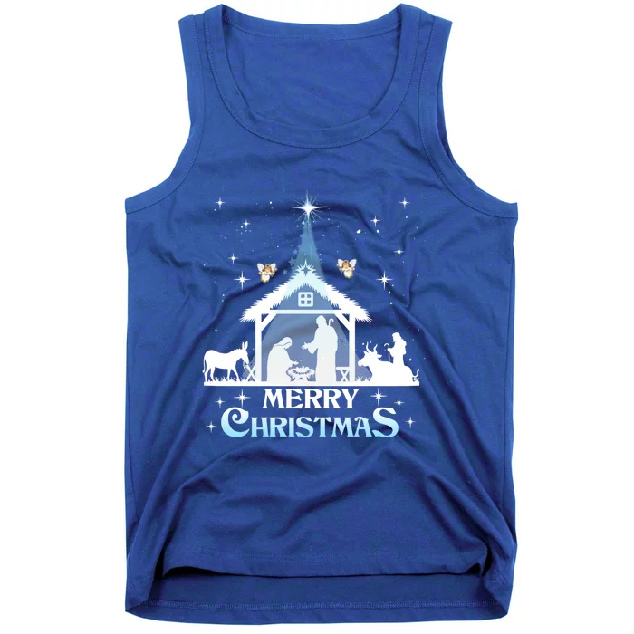 Merry Christmas Nativity Scene North Star Jesus Cute Gift Tank Top