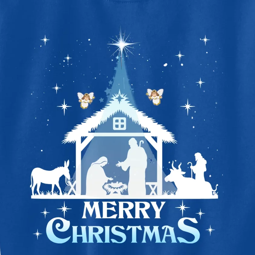 Merry Christmas Nativity Scene North Star Jesus Cute Gift Kids Sweatshirt