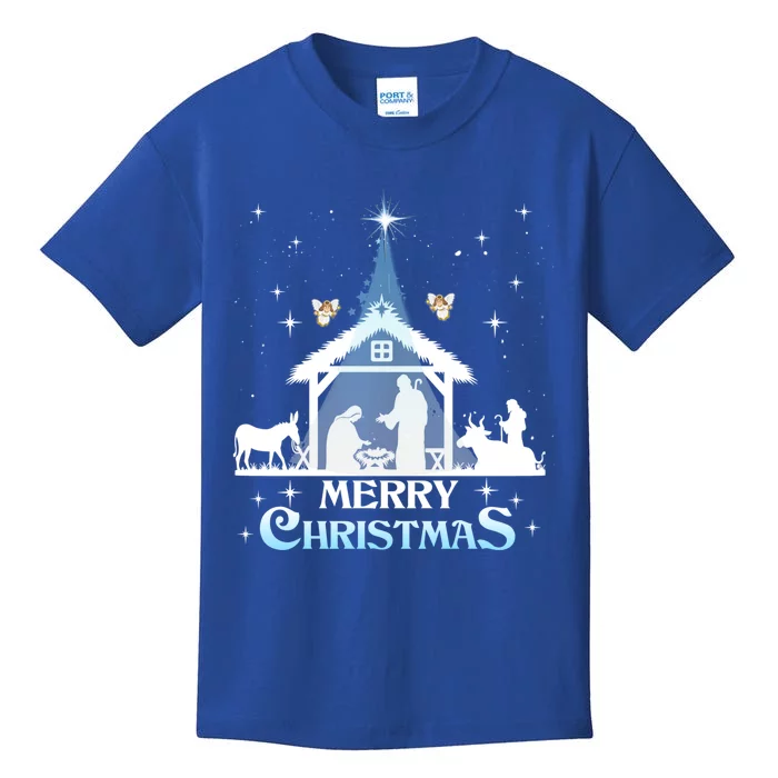 Merry Christmas Nativity Scene North Star Jesus Cute Gift Kids T-Shirt