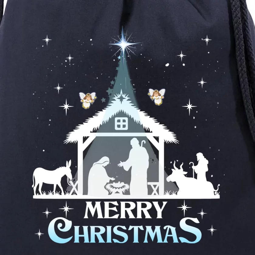 Merry Christmas Nativity Scene North Star Jesus Cute Gift Drawstring Bag