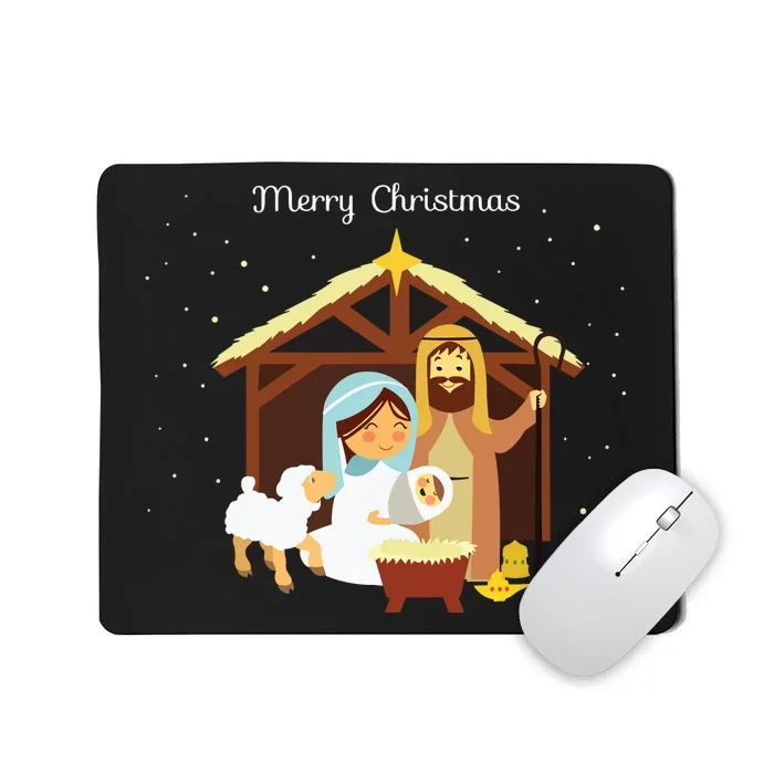 Merry Christmas Nativity Scene Christian Faith Holiday Mousepad