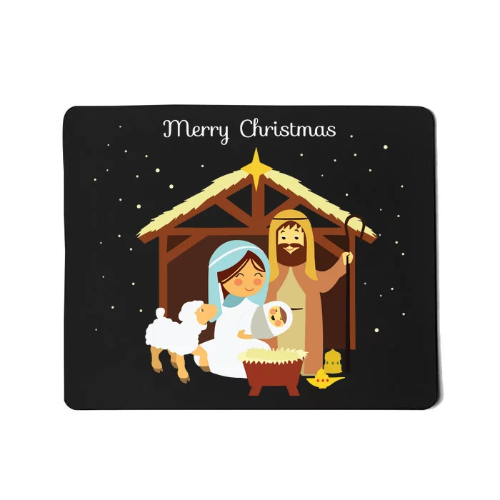 Merry Christmas Nativity Scene Christian Faith Holiday Mousepad