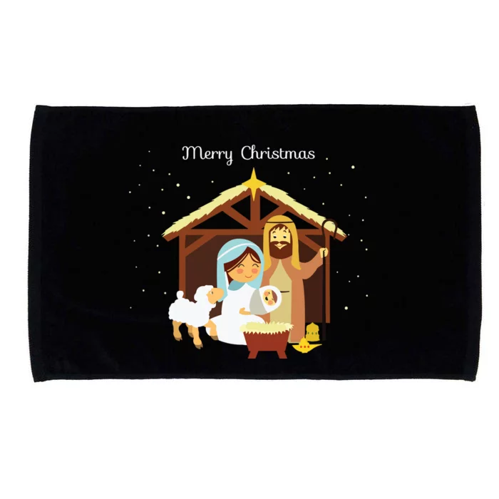 Merry Christmas Nativity Scene Christian Faith Holiday Microfiber Hand Towel