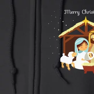 Merry Christmas Nativity Scene Christian Faith Holiday Full Zip Hoodie