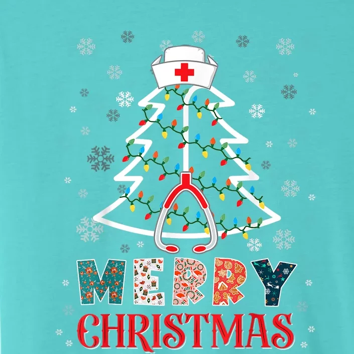 Merry Christmas Nurse Stethoscope Xmas Tree Health Worker Cool Gift ChromaSoft Performance T-Shirt