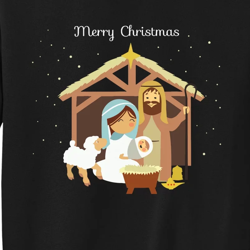 Merry Christmas Nativity Scene Christian Faith Holiday Sweatshirt