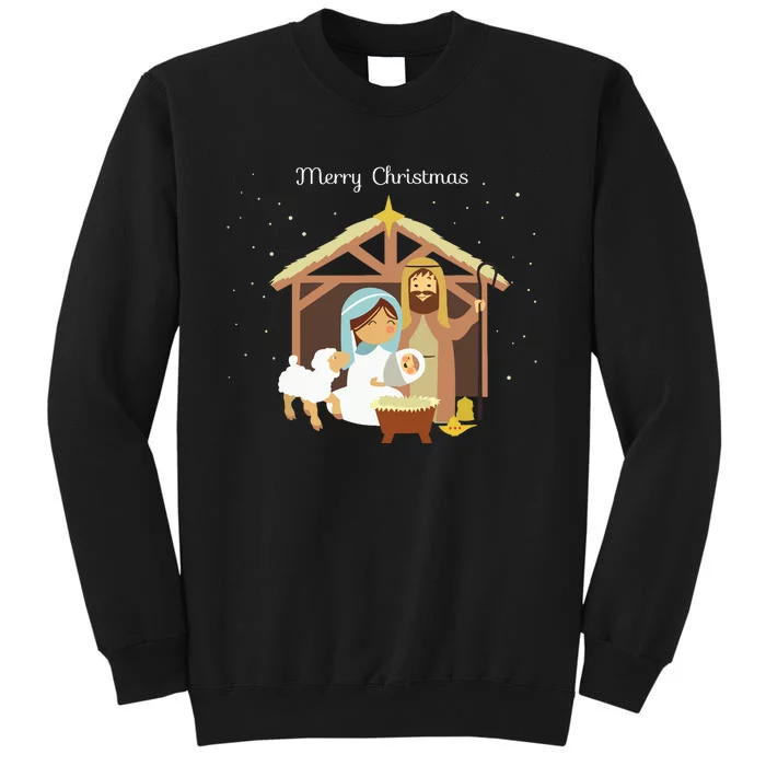 Merry Christmas Nativity Scene Christian Faith Holiday Sweatshirt