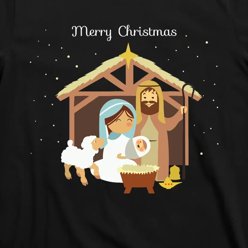 Merry Christmas Nativity Scene Christian Faith Holiday T-Shirt