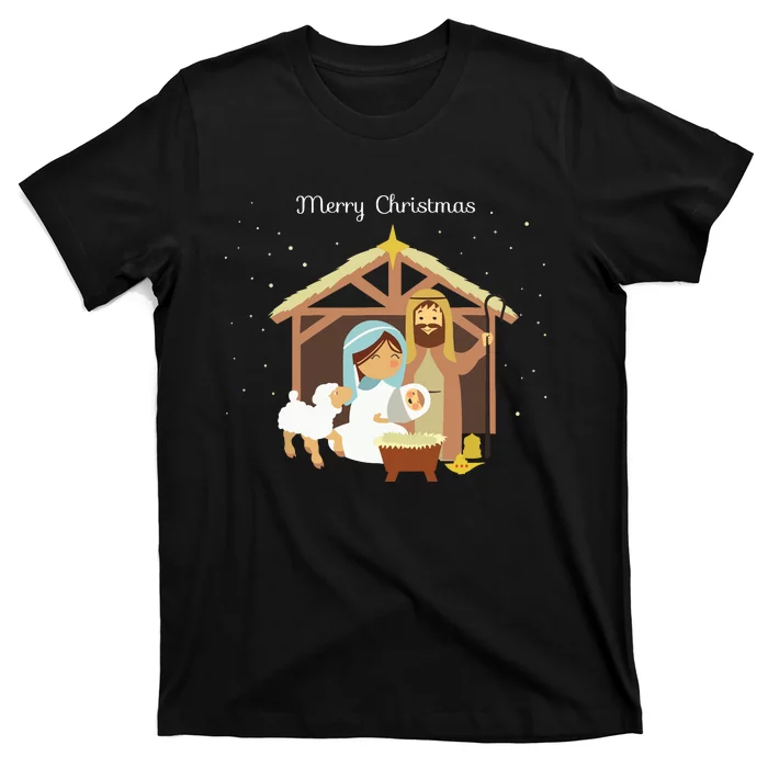 Merry Christmas Nativity Scene Christian Faith Holiday T-Shirt