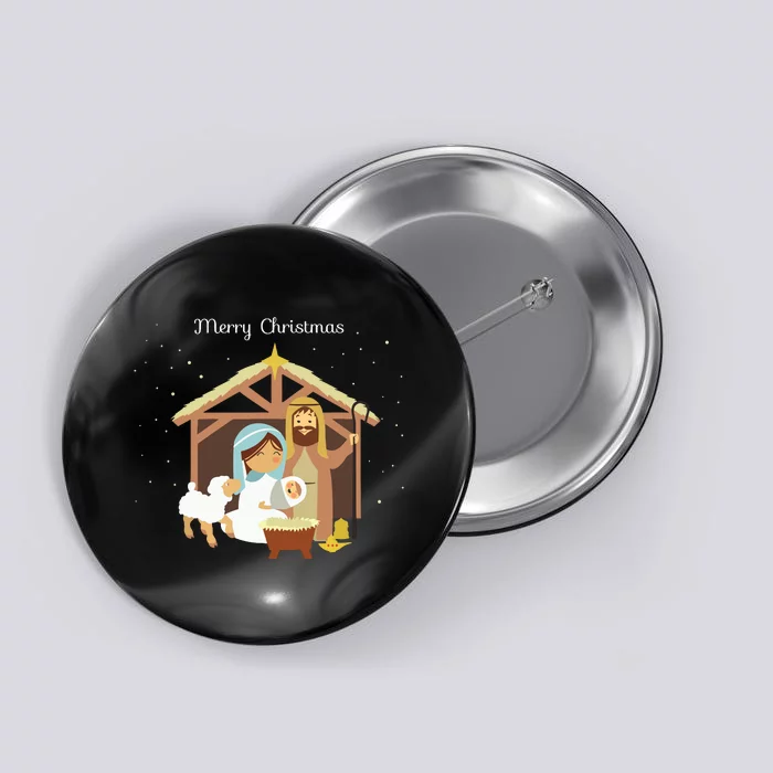 Merry Christmas Nativity Scene Christian Faith Holiday Button