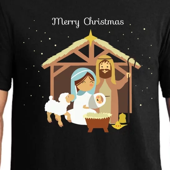 Merry Christmas Nativity Scene Christian Faith Holiday Pajama Set