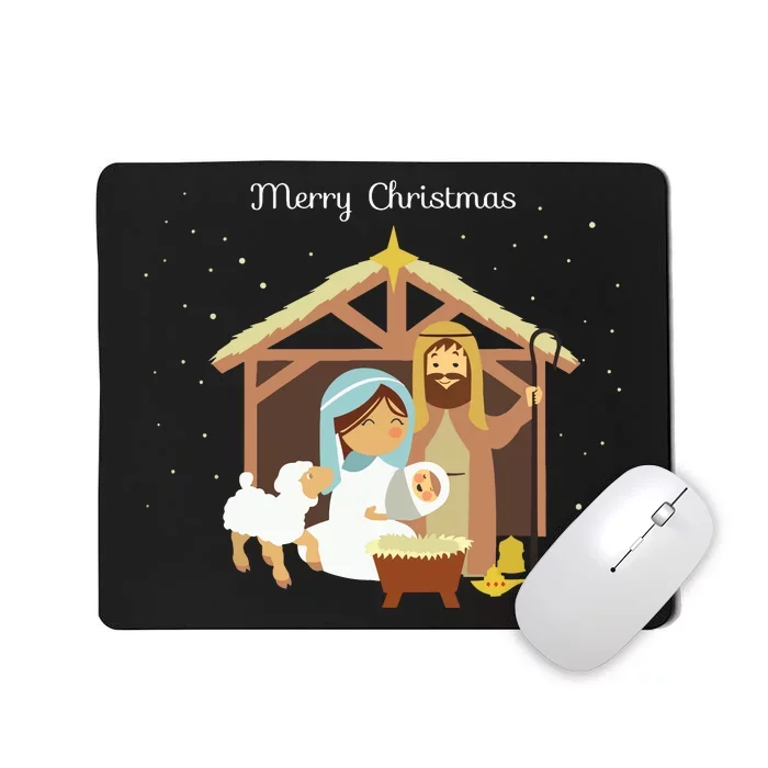 Merry Christmas Nativity Scene Christian Faith Holiday Mousepad