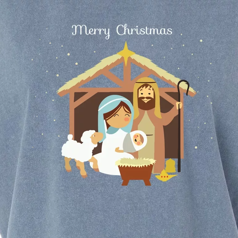 Merry Christmas Nativity Scene Christian Faith Holiday Garment-Dyed Women's Muscle Tee