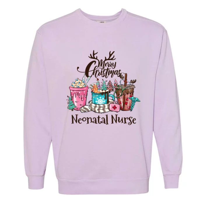 Merry Christmas Neonatal Nurse Coffee And Hot Cocoa Christmas Gift Garment-Dyed Sweatshirt