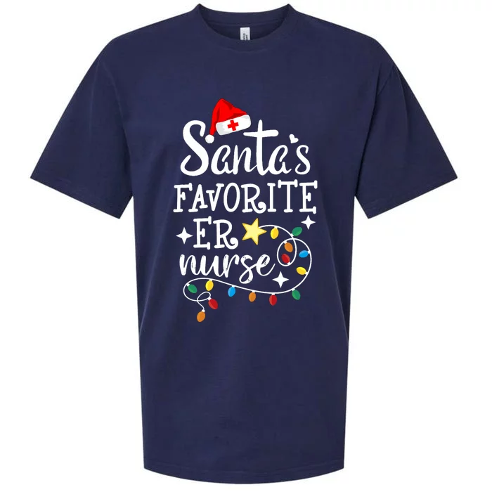 Merry Christmas Nurse Crew Rn Ed SantaS Favorite Er Nurse Sueded Cloud Jersey T-Shirt