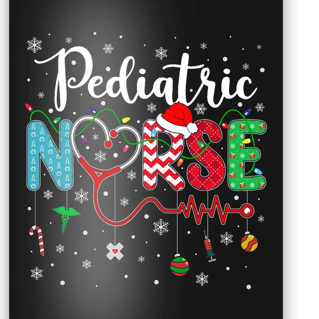 Merry Christmas Nurse Pediatric Nurse Christmas Pattern Poster