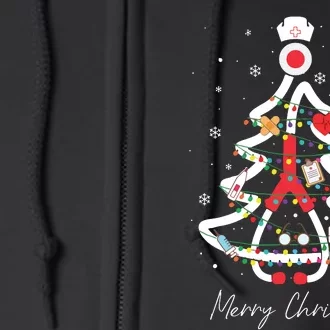 Merry Christmas Nurse Stethoscope Tree Lights Full Zip Hoodie