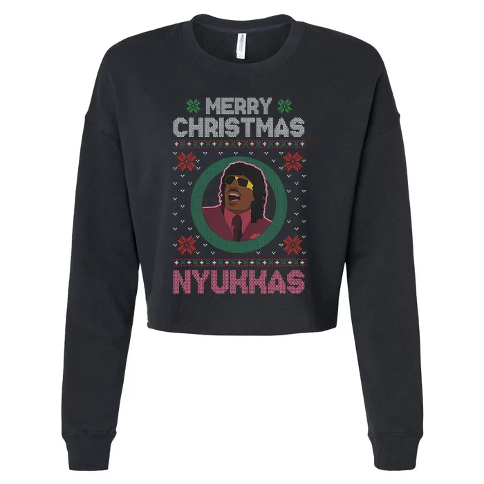 Merry Christmas Nyukkas Funny Christmas Apparel Cropped Pullover Crew