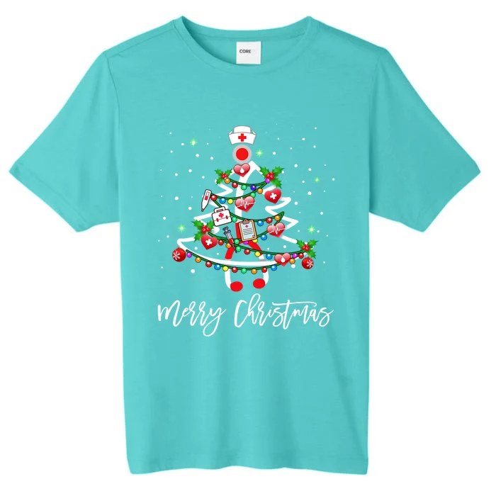 Merry Christmas Nurse Stethoscope Tree Lights Gift ChromaSoft Performance T-Shirt