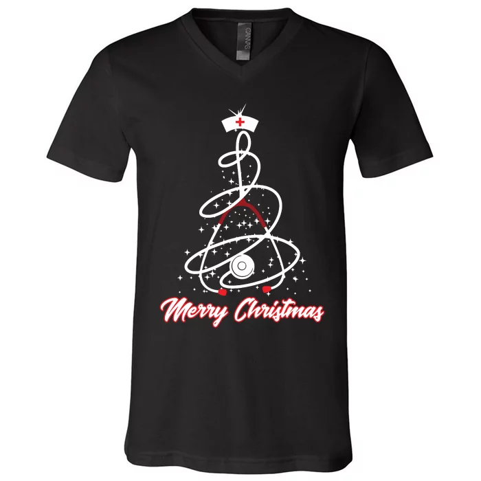 Merry Christmas Nurse Yuletide Practitioners Cute Gift V-Neck T-Shirt