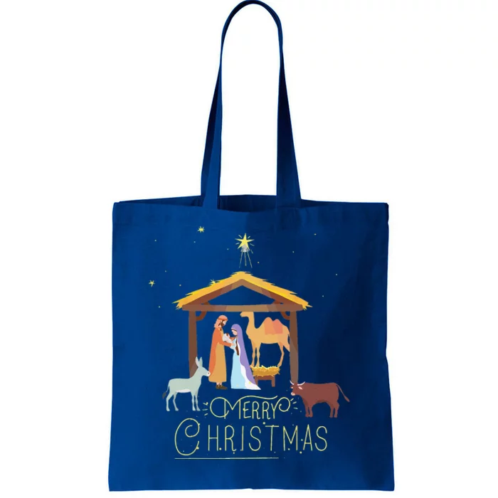 Merry Christmas Nativity Scene North Star Baby Jesus Tote Bag