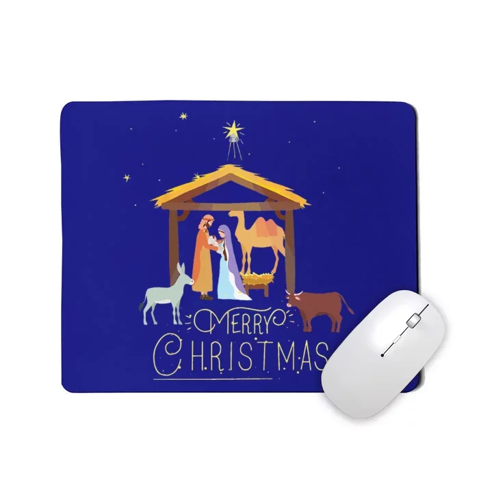 Merry Christmas Nativity Scene North Star Baby Jesus Mousepad