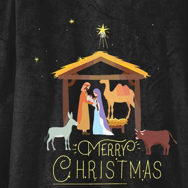 Merry Christmas Nativity Scene North Star Baby Jesus Short Sleeve Hooded Wearable Blanket