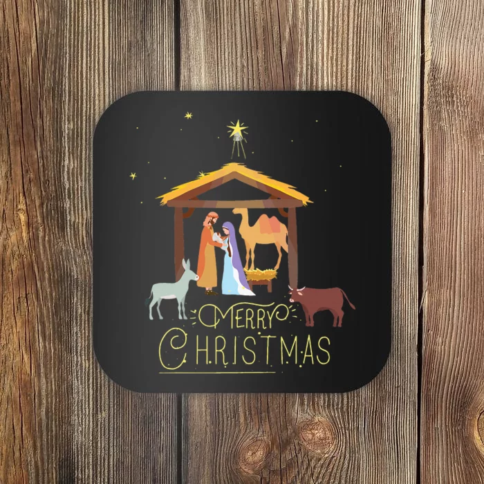 Merry Christmas Nativity Scene North Star Baby Jesus Short Sleeve Coaster