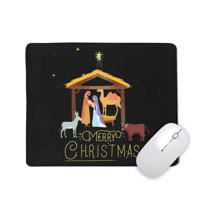 Merry Christmas Nativity Scene North Star Baby Jesus Short Sleeve Mousepad