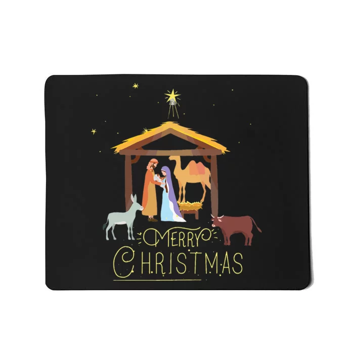 Merry Christmas Nativity Scene North Star Baby Jesus Short Sleeve Mousepad