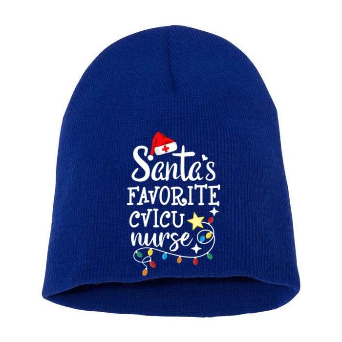 Merry Christmas Nurse Crew Rn Santa's Favorite Cvicu Nurse Gift Short Acrylic Beanie