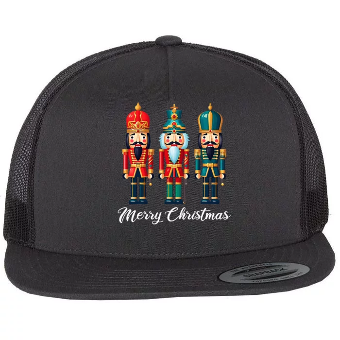 Merry Christmas Nutcracker Ballet Festive Xmas Flat Bill Trucker Hat