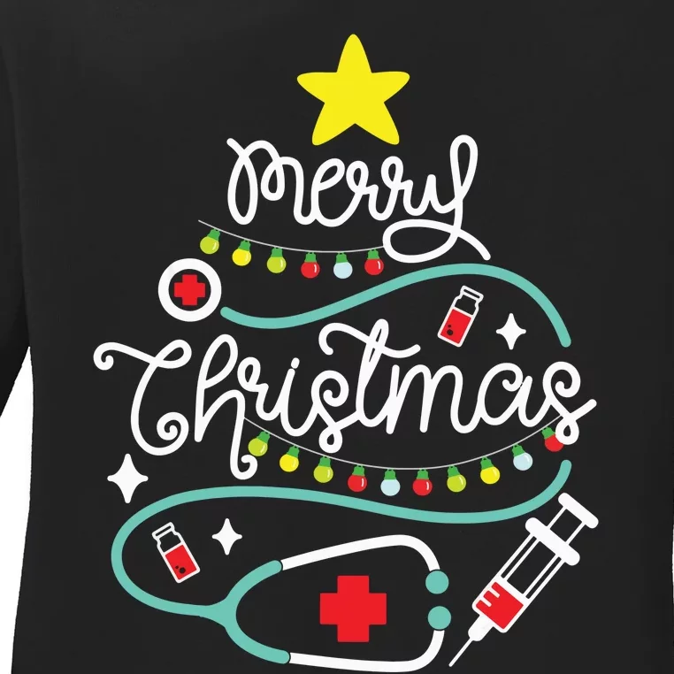 Merry Christmas Nurse Life Medical Ladies Long Sleeve Shirt