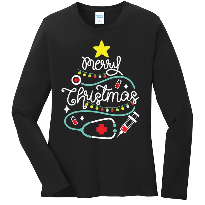 Merry Christmas Nurse Life Medical Ladies Long Sleeve Shirt