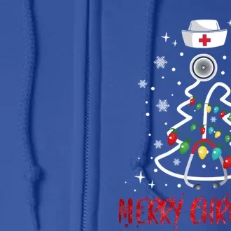 Merry Christmas Nurse Gift Stethoscope Tree Lights Gift Full Zip Hoodie