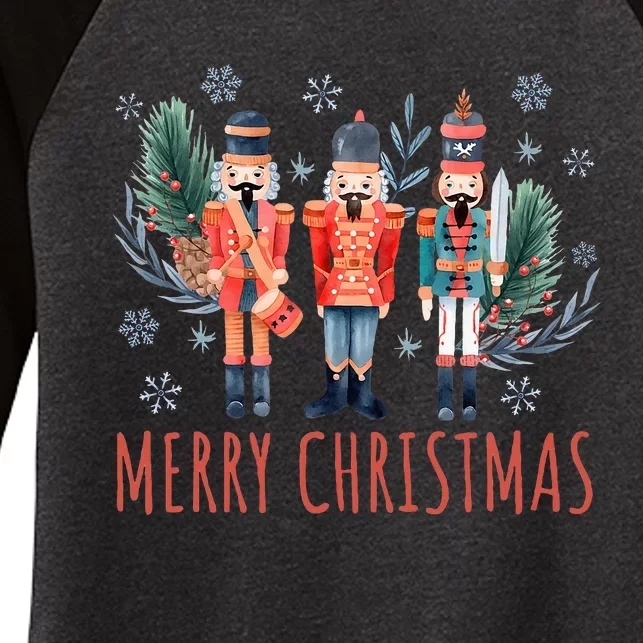 Merry Christmas Nutcracker Ballet Festive Xmas Women's Tri-Blend 3/4-Sleeve Raglan Shirt