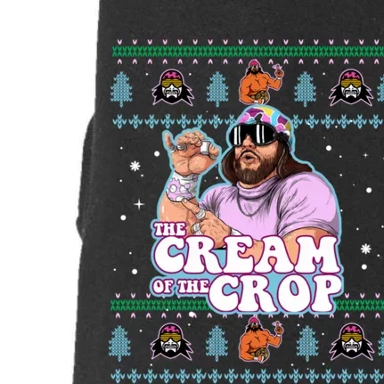 Machothe Cream Of The CropWrestling Ugly Xmas Christmas Doggie 3-End Fleece Hoodie