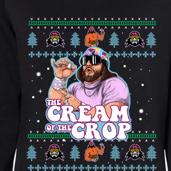 Machothe Cream Of The CropWrestling Ugly Xmas Christmas Womens California Wash Sweatshirt