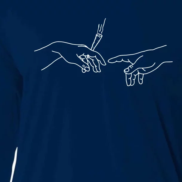 Michelangelo Creation Of Adam Hand Of God With Joint Cooling Performance Long Sleeve Crew