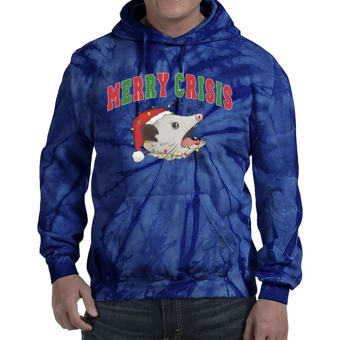 Merry Crisis Opossum Funny Christmas Tie Dye Hoodie