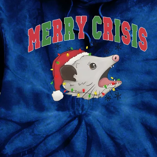 Merry Crisis Opossum Funny Christmas Tie Dye Hoodie