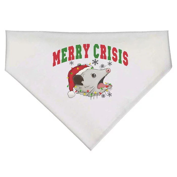 Merry Crisis Opossum Funny Christmas USA-Made Doggie Bandana