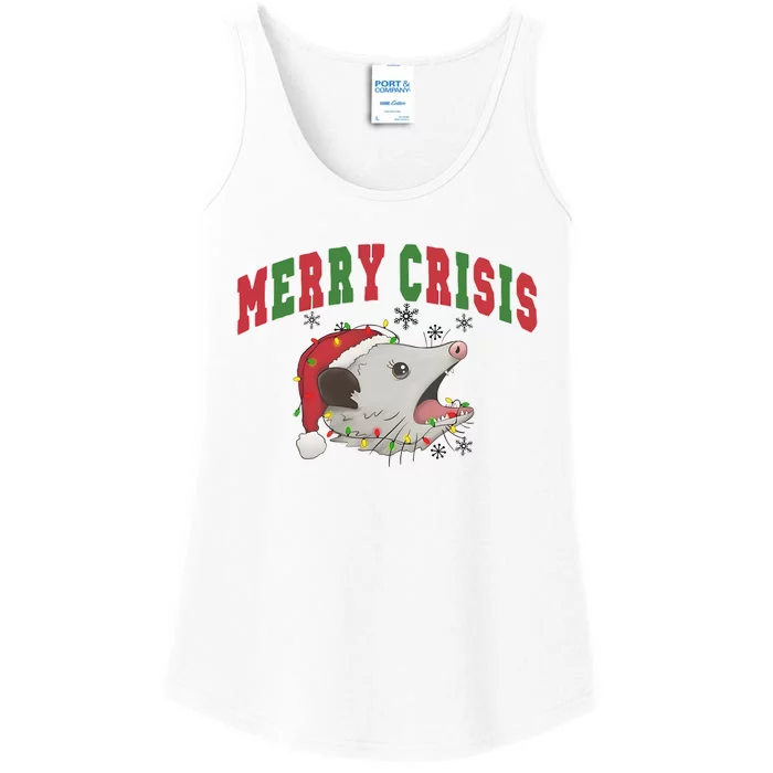 Merry Crisis Opossum Funny Christmas Ladies Essential Tank