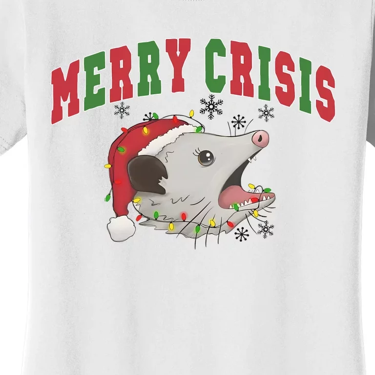 Merry Crisis Opossum Funny Christmas Women's T-Shirt