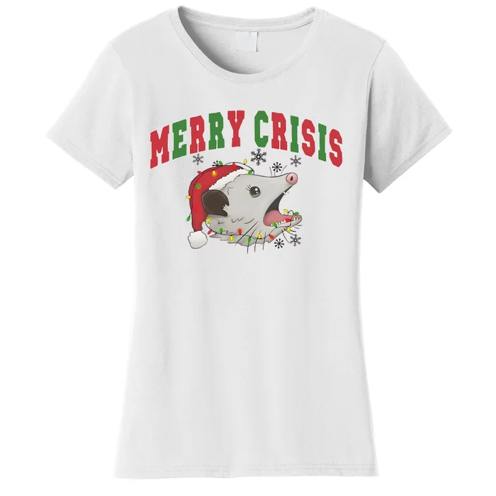 Merry Crisis Opossum Funny Christmas Women's T-Shirt