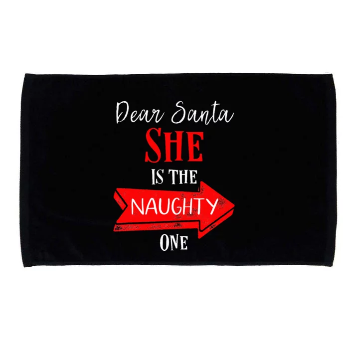 Matching Christmas Outfit For Couples SheS The Naughty One Microfiber Hand Towel