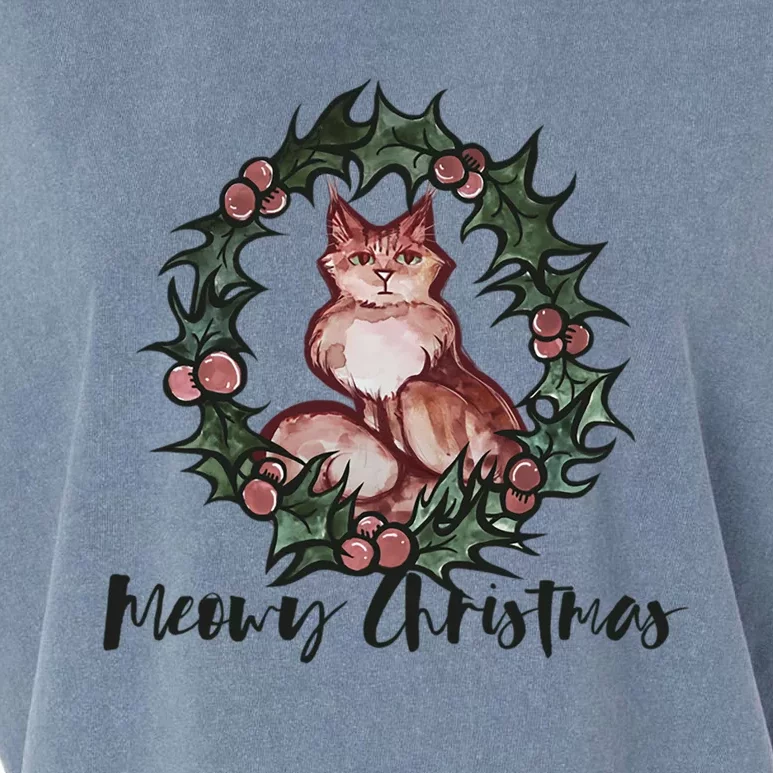 Merry Christmas Orange Cat Meowy Gift Garment-Dyed Women's Muscle Tee