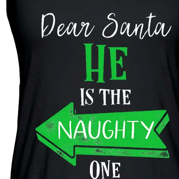 Matching Christmas Outfit For Couples HeS The Naughty One Ladies Essential Flowy Tank