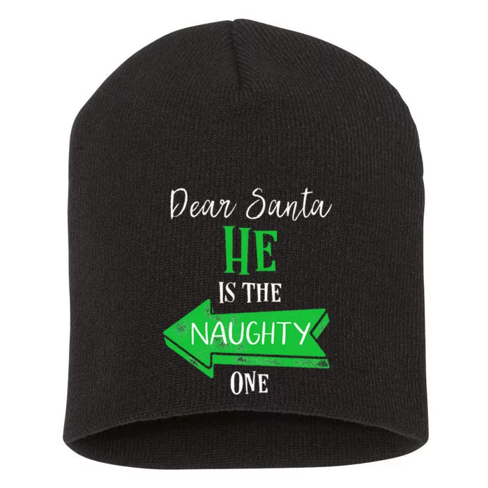 Matching Christmas Outfit For Couples HeS The Naughty One Short Acrylic Beanie