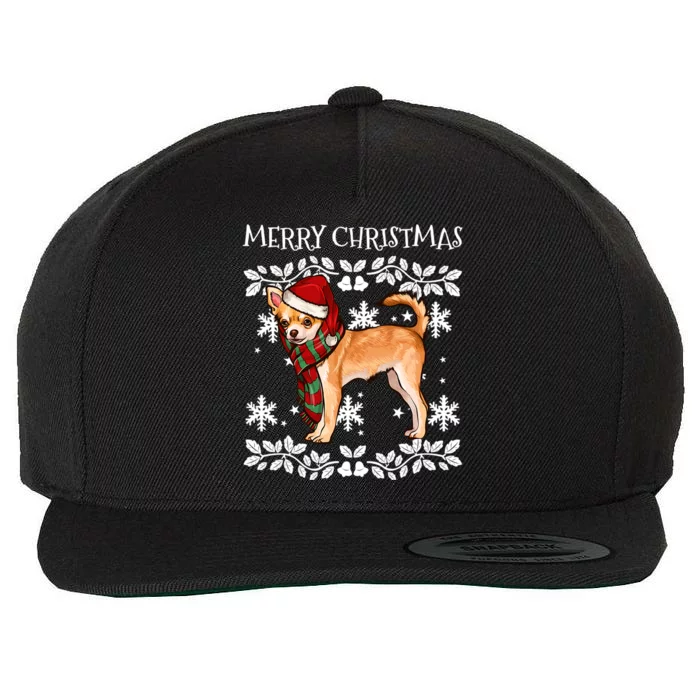 Merry Christmas Ornat Brown Chihuahua Xmas Santa Gift Wool Snapback Cap